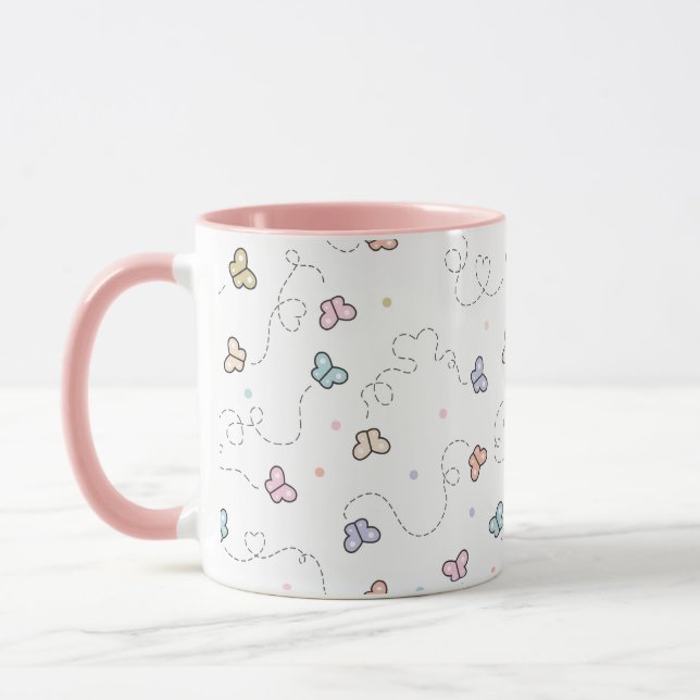 Schmetterling Nahtloses Muster Tasse (Links)