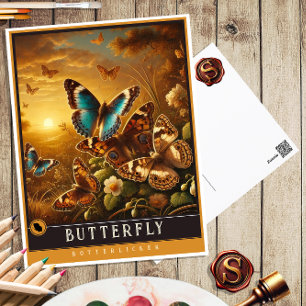 Schmetterling   Niedliche Vintage Tierpostkarte Postkarte