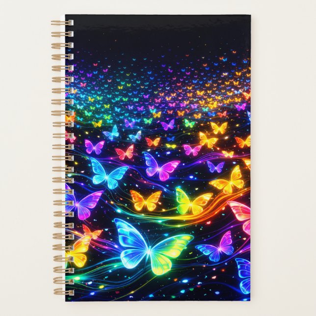 Schmetterling Notizblock neon Planer (Vorderseite)