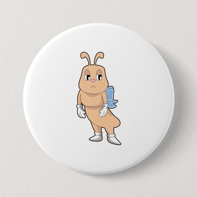 Schmetterling ohne Flügel Button (Vorderseite)