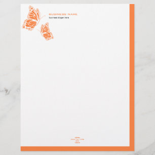 Schmetterling Orange & Weiß Elegant Modern Einfach Briefkopf