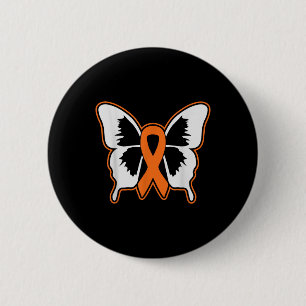 Schmetterling Orangefarbenes Band Lustig Leukämie- Button