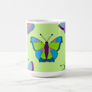 Schmetterling-Patchworkmuster auf Grün Kaffeetasse
