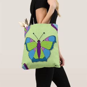 Schmetterling-Patchworkmuster auf Grün Tasche