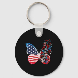Schmetterling Patriotische Friedenszeichen 4. Juli Schlüsselanhänger