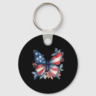 Schmetterling Patriotische Friedenszeichen 4. Juli Schlüsselanhänger