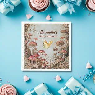 Schmetterling-Pilz-Wald-Natur-Baby-Party Serviette