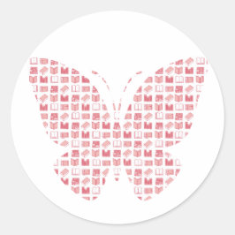 Schmetterling "Pink Book Reading and Writing Patte Runder Aufkleber