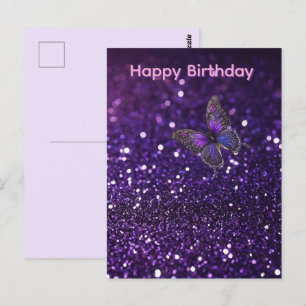 Schmetterling Purple Sparkle, Geburtstagspostkarte Postkarte