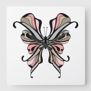 Schmetterling Quadratische Wanduhr