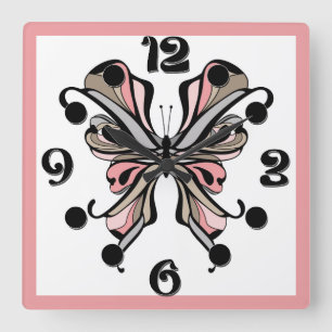 Schmetterling Quadratische Wanduhr