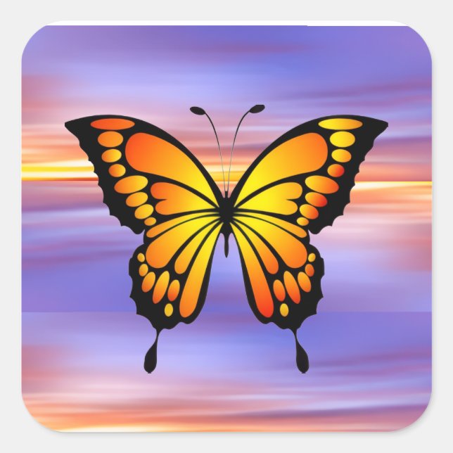 Schmetterling  quadratischer aufkleber (Vorderseite)