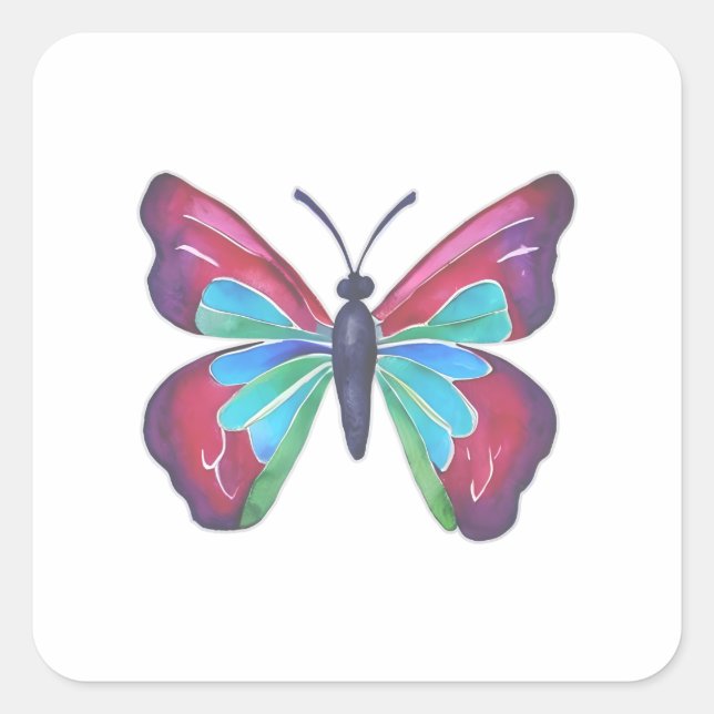 Schmetterling Quadratischer Aufkleber (Vorderseite)