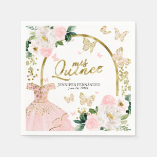 Schmetterling Quinceanera Servietten Blumiges Klei