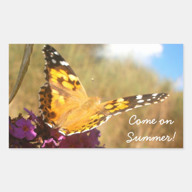 Schmetterling. Rechteckiger Aufkleber (Vorderseite)