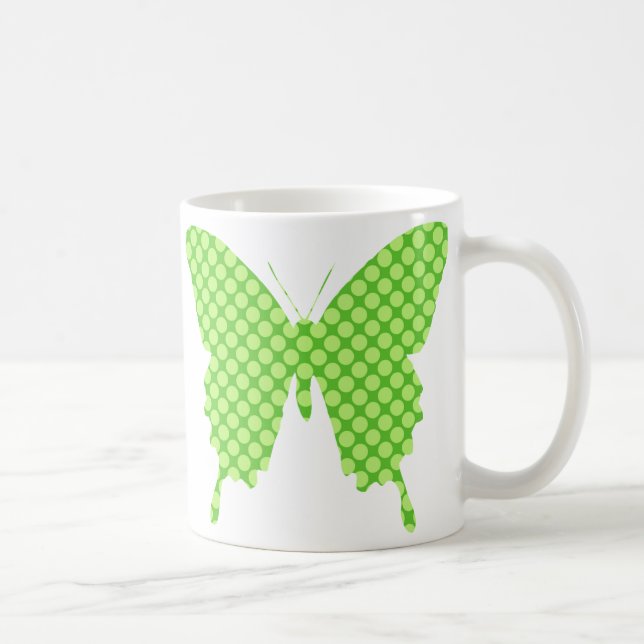 Schmetterling, retro Punkte, Schatten des Limonen Kaffeetasse (Rechts)