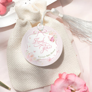 Schmetterling Rosa Florale Babyparty Dankeschön Geschenkanhänger
