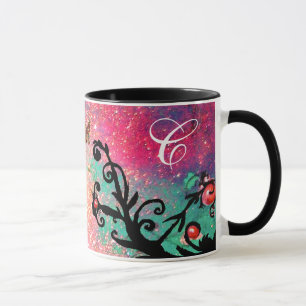 SCHMETTERLING ROSA FUNKEN, SCHWARZES BLUMENMONOGRA TASSE