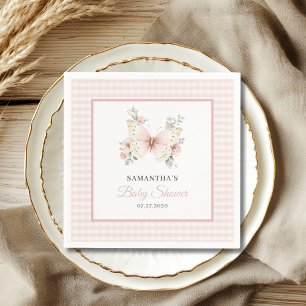 Schmetterling Rosa Gingham Blumen Mädchen Baby-Par Serviette