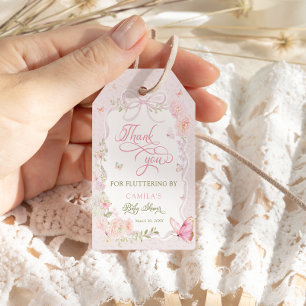 Schmetterling Rosa Mädchen Baby Shower Dankeschön Geschenkanhänger