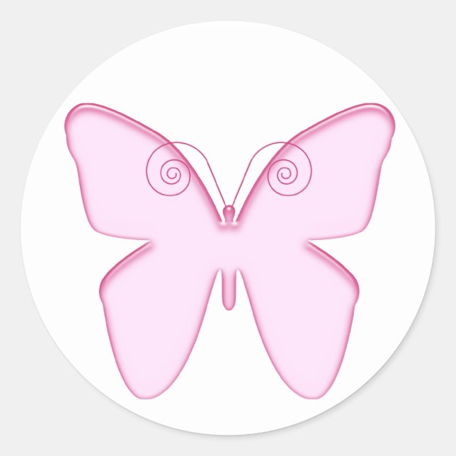 Schmetterling-Rosa Runder Aufkleber (Vorderseite)