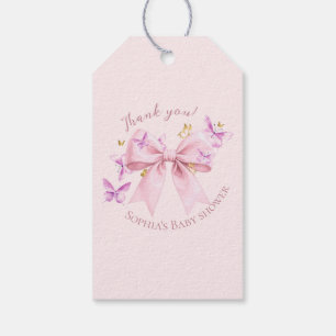 Schmetterling Rosa Schleife Baby Shower Geschenkanhänger