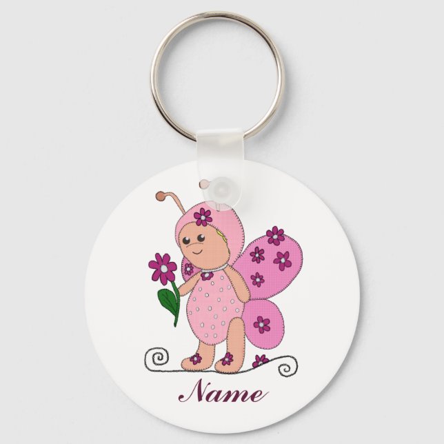 Schmetterling Rosa Schlüsselanhänger (Vorderseite)