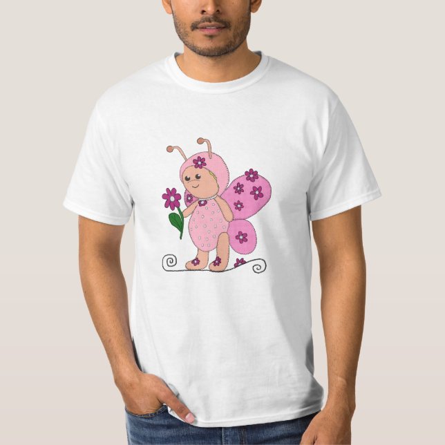 Schmetterling Rosa T-Shirt (Vorderseite)