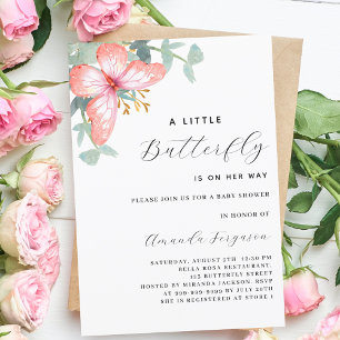 Schmetterling rose-gold Grün Mädchen Baby Shower Einladung