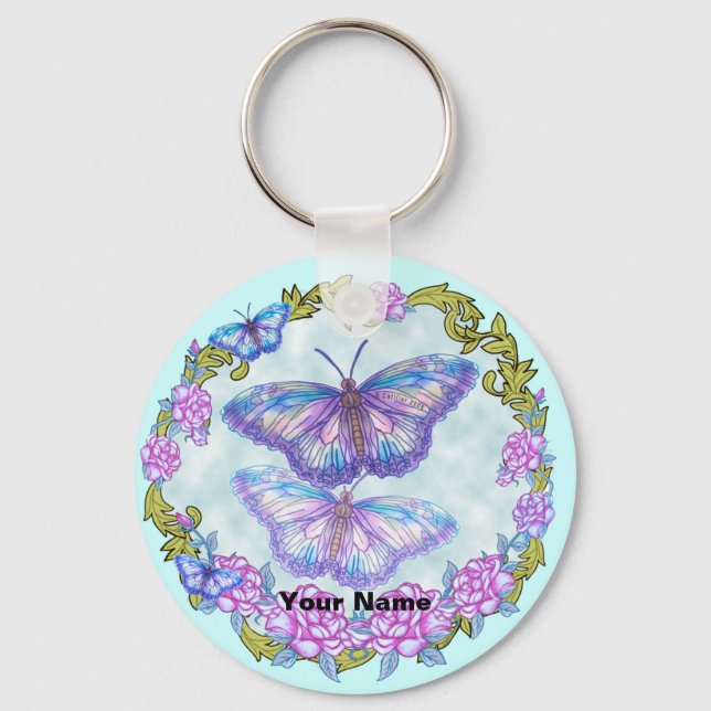 Schmetterling-Rose-Schlüsselanhänger Schlüsselanhänger (Vorderseite)