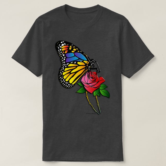 Schmetterling-Rose T-Shirt (Design vorne)