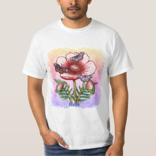 Schmetterling Roter Mohn T-Shirt