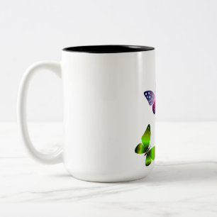 Schmetterling, roter Schmetterling, Bilder von grü Zweifarbige Tasse