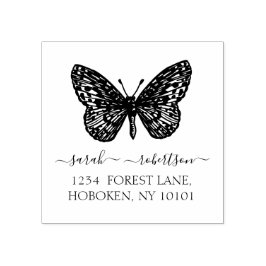 Schmetterling Rücksendeadresse Briefmarke Gummistempel