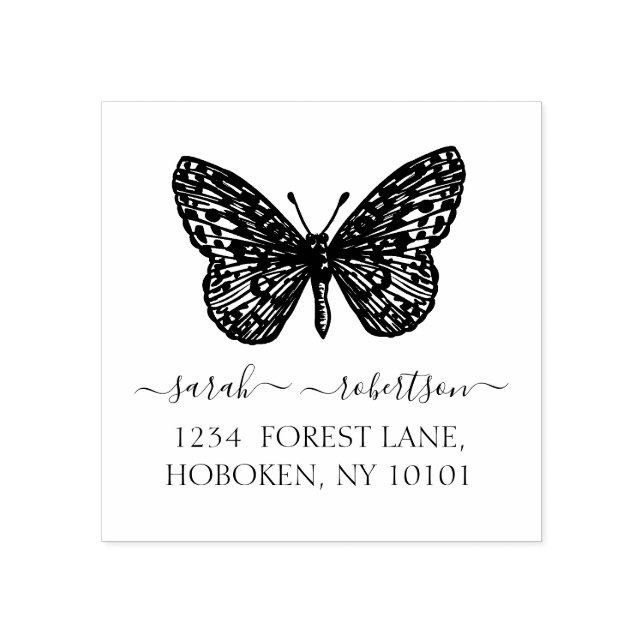 Schmetterling Rücksendeadresse Briefmarke Gummistempel (Prägung)