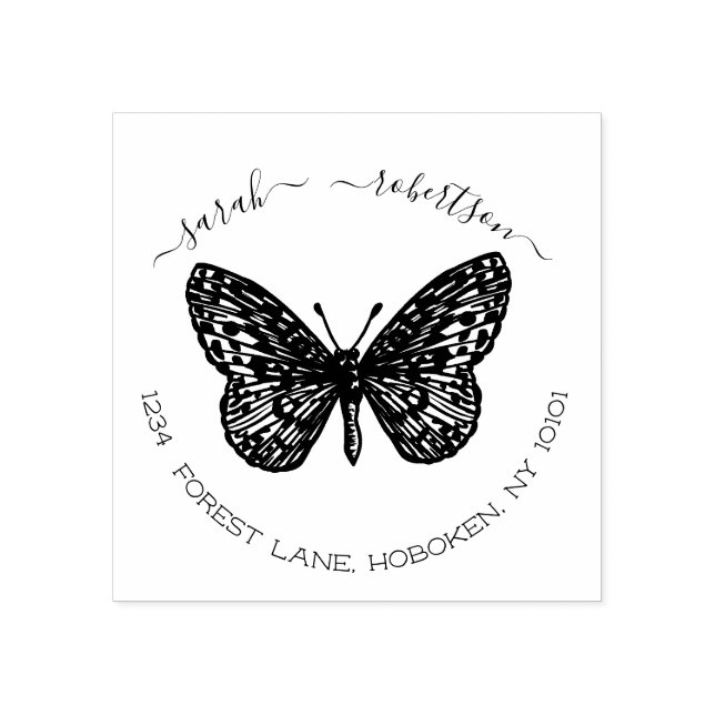 Schmetterling Rücksendeadresse Briefmarke Gummistempel (Prägung)