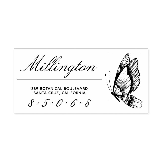 Schmetterling | Rücksendeadresse für Familienname Gummistempel (Prägung)