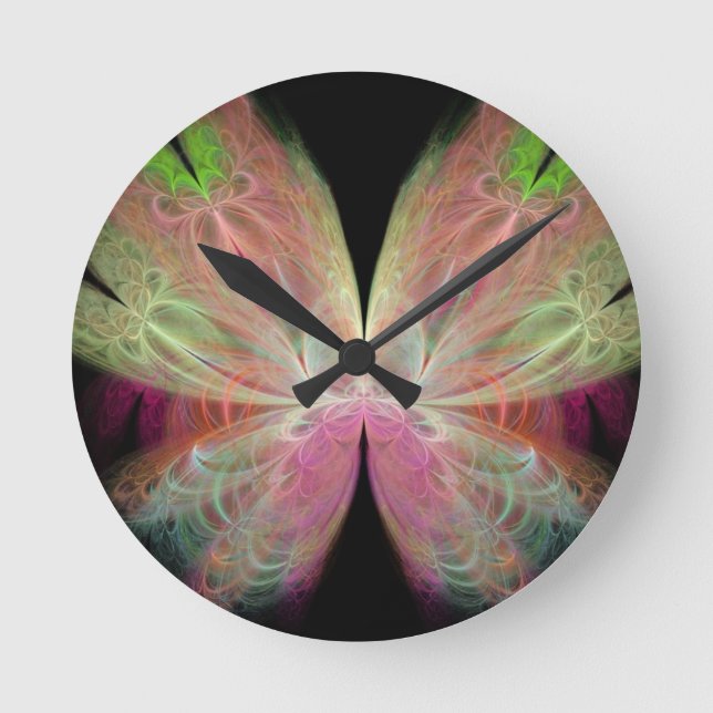 Schmetterling Runde Wanduhr (Vorderseite)