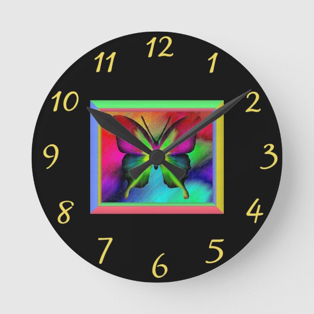 Schmetterling Runde Wanduhr (Vorderseite)