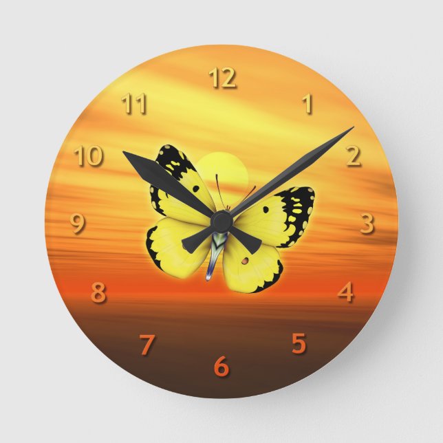 Schmetterling Runde Wanduhr (Vorderseite)