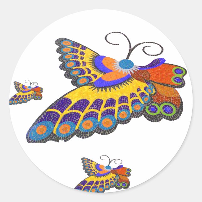 Schmetterling Runder Aufkleber (Vorderseite)