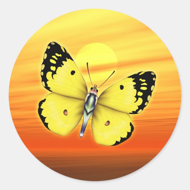 Schmetterling Runder Aufkleber (Vorderseite)