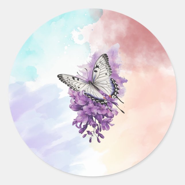 Schmetterling Runder Aufkleber (Vorderseite)