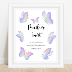 Schmetterling Schnuller Jagd Baby Shower Spiel Poster