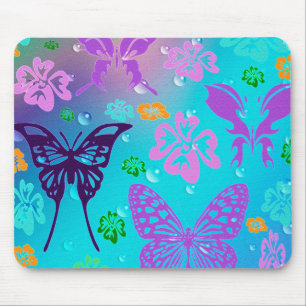 Schmetterling Schöne Aloha Hawaiianische Blütenhoc Mousepad