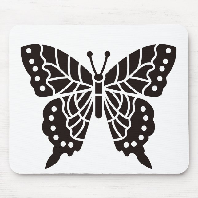 Schmetterling Schwarz-Weiß Mousepad (Vorne)