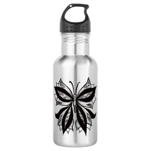 Schmetterling Schwarz-Weiß-Stamm Tattoo Edelstahlflasche