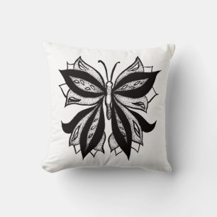 Schmetterling Schwarz-Weiß-Stamm Tattoo Kissen