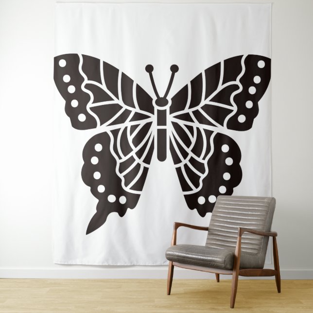 Schmetterling Schwarz-Weiß Wandteppich (Beispiel)