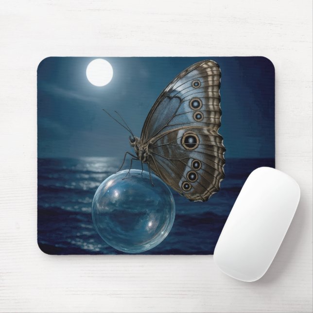 Schmetterling schwebt auf einer Seifenblase Mousepad (Mit Mouse)